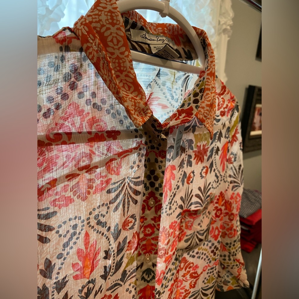 American Rag Sheer Boho Top Size Small - Picture 4 of 6